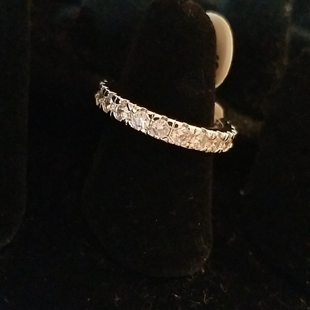 Rhinestone Faux Diamond Ring Band All Around